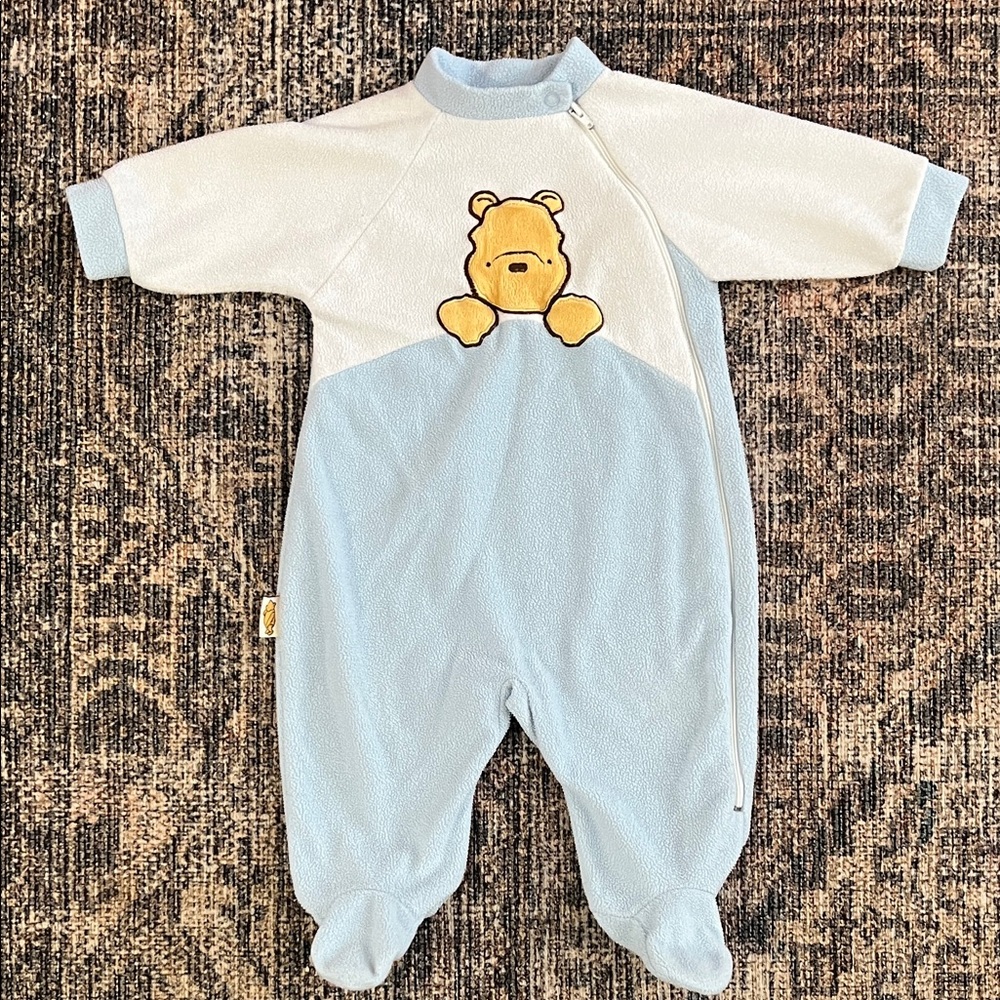 Winnie The Pooh Classic Pooh Blue and White Fleece Zip Sleeper
